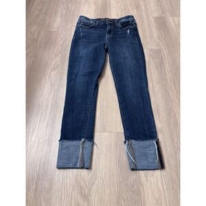 Joe's Jeans Sz 26 Women's Dark Blue Cropped Denim Cuffed Hem Stretch Jeans